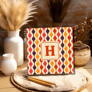 Monogrammed Retro Geometric Pattern  Notebook