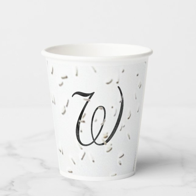 Monogrammed Rice and Lovebirds Paper cup (Front)