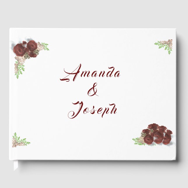 Monogrammed Rose-Corsage Wedding  Guest Book (Front)