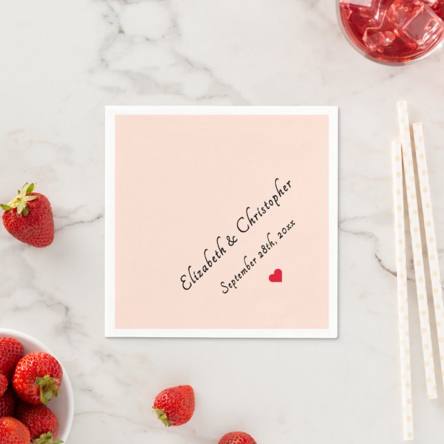 Monogrammed Rose Gold Wedding Date Party Cocktail Napkin (Insitu)