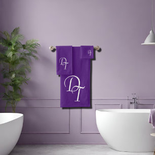 Monogrammed -  royal purple bath towel set