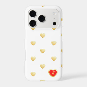 Monogrammed Royal White Gold Hearts on Solid Colou