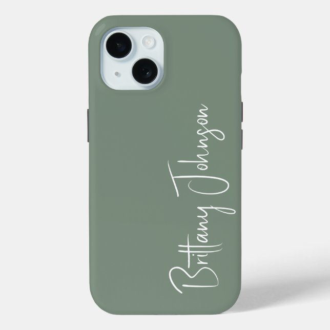 Monogrammed Sage Green Case-Mate iPhone Case (Back)