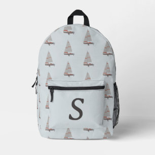 Monogrammed Sailboat Themed Printed Backpack