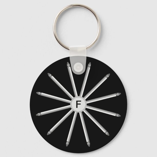 Monogrammed - Screwdriver Bits -  Stylish Modern K Key Ring (Front)