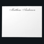 Monogrammed Script Notepad<br><div class="desc">This 11 x 8.5 notepad with 40 pages with your name in a simple, modern yet traditional script font is perfect for writing notes to office personnel, family, and friends. Having it nearby will be convenient and make jotting notes down simple. It makes a great gift for any distinguished man....</div>