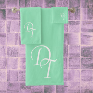 Monogrammed - seafoam green bath towel set