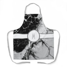Monogrammed Silver and Black Apron