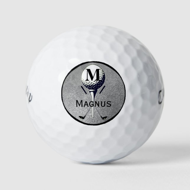 Monogrammed Silver Golf Tee Golf Balls (Front)