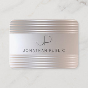 Monogrammed Silver Look Elegant Modern Template Business Card