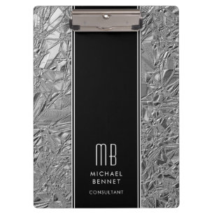 Monogrammed Silver Metallic Foil Clipboard
