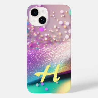 Monogrammed Silver Rainbow Holographic Glitter Case-Mate iPhone 14 Case