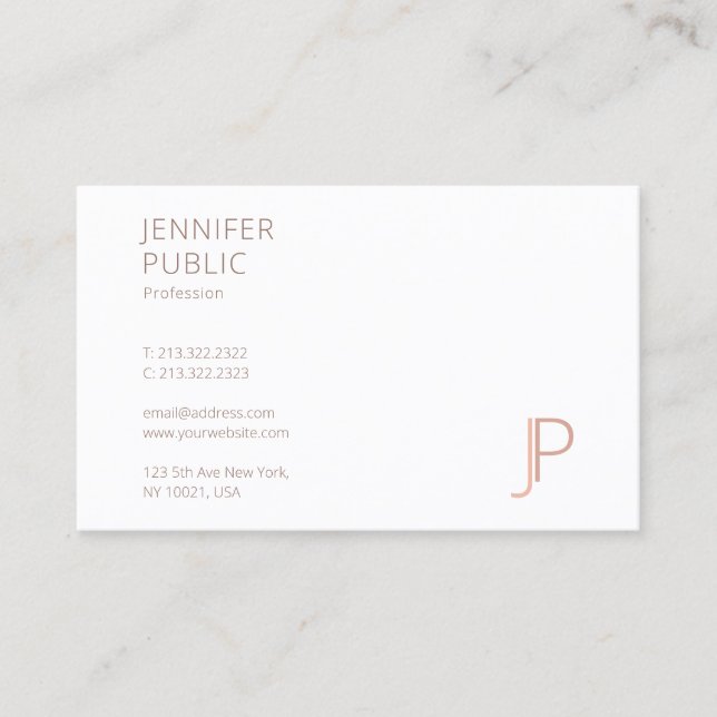 Monogrammed Simple Design Template Elegant Modern Business Card (Front)