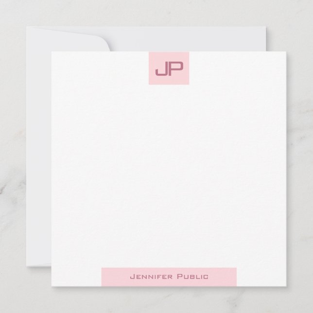 Monogrammed Simple Template Elegant Blush Pink (Front)