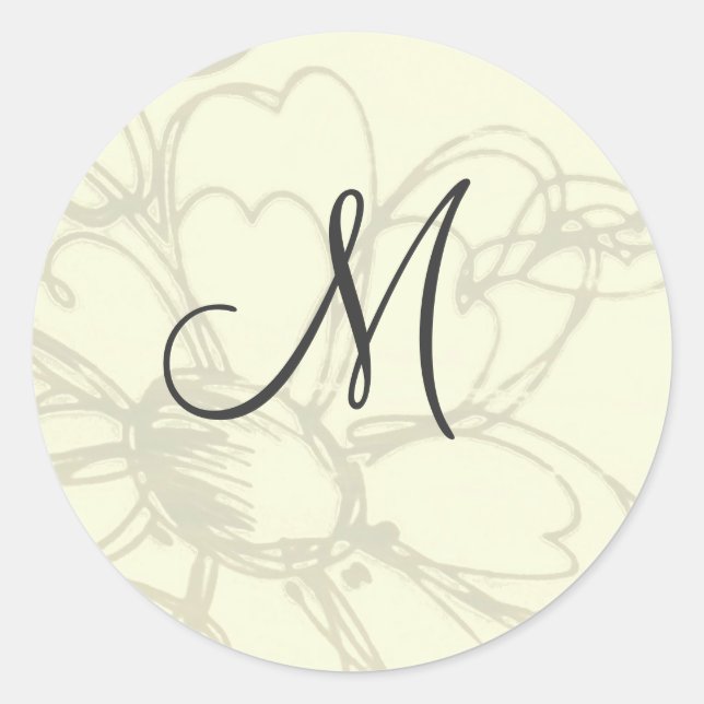 Monogrammed Sketched Flowers Stickers (Front)