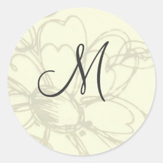 Monogrammed Sketched Flowers Stickers
