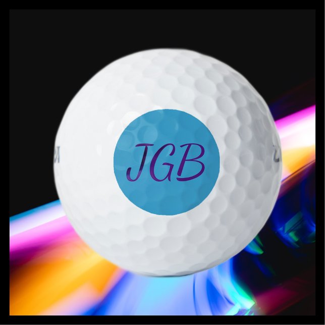 Monogrammed Sky Blue or Choose Colour Background Golf Balls (Creator Uploaded)