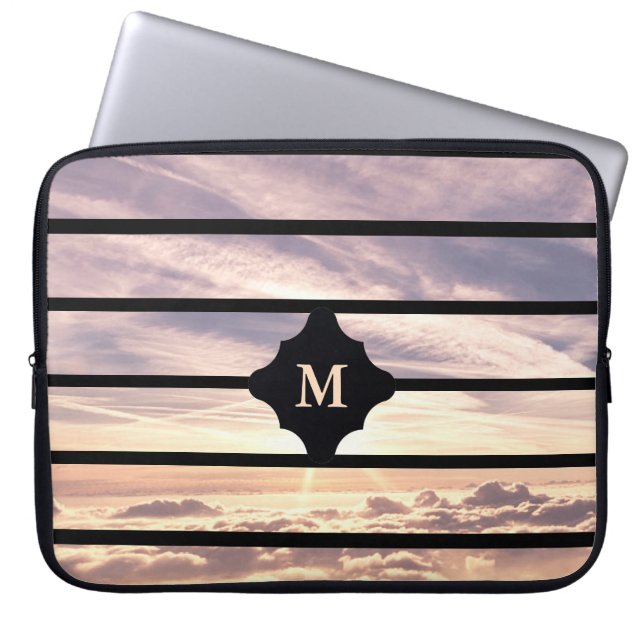 Monogrammed sky scene laptop sleeve (Front)