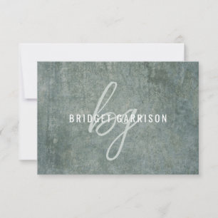 Monogrammed Slate Blue Grey Brush Painted Card