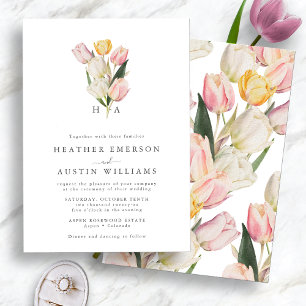 Monogrammed Spring Wedding Invitation