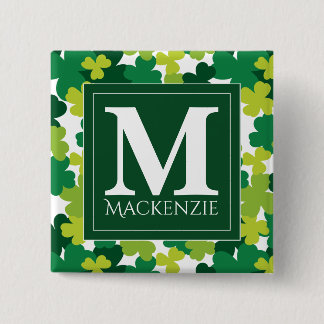 Monogrammed St. Patrick's Day Shamrocks 15 Cm Square Badge
