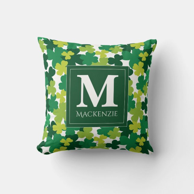 Monogrammed St. Patrick's Day With Irish Blessing Cushion (Front)