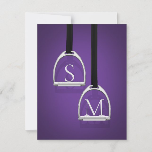 Monogrammed Stirrup Irons Dark Purple Equestrian Card (Front)
