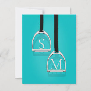 Monogrammed Stirrup Irons Turquoise Equestrian Card