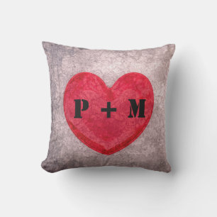 Monogrammed Stonewashed Heart Cushion