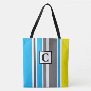 Monogrammed Striped Tote Bag