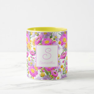 Monogrammed Summer Cottage Garden White Mug