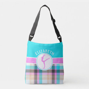 Monogrammed Summer Tartan Gymnastics Golly Girls Crossbody Bag