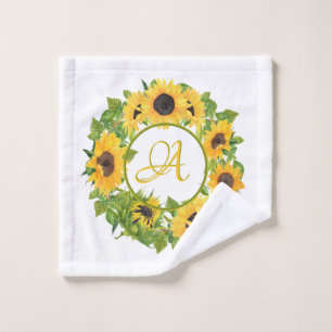 Monogrammed Sunflower Bath Towel Set