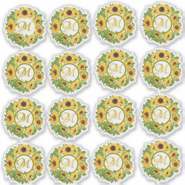 Monogrammed Sunflowers Pattern Decorative (Front)