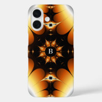 Monogrammed Symmetrical Black and Orange Fractal