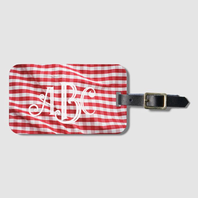 Monogrammed Tablecloth Acrylic Luggage Tag (Front Horizontal)