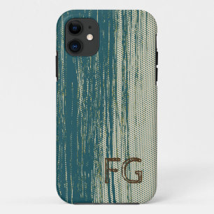 Monogrammed Teal Blue Abstract Pattern Case-Mate iPhone Case