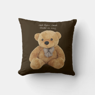 Monogrammed teddy bear reversible throw Pillow
