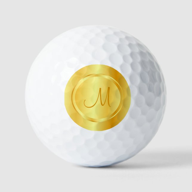 Monogrammed Template Elegant Faux Gold Modern Golf Balls (Front)