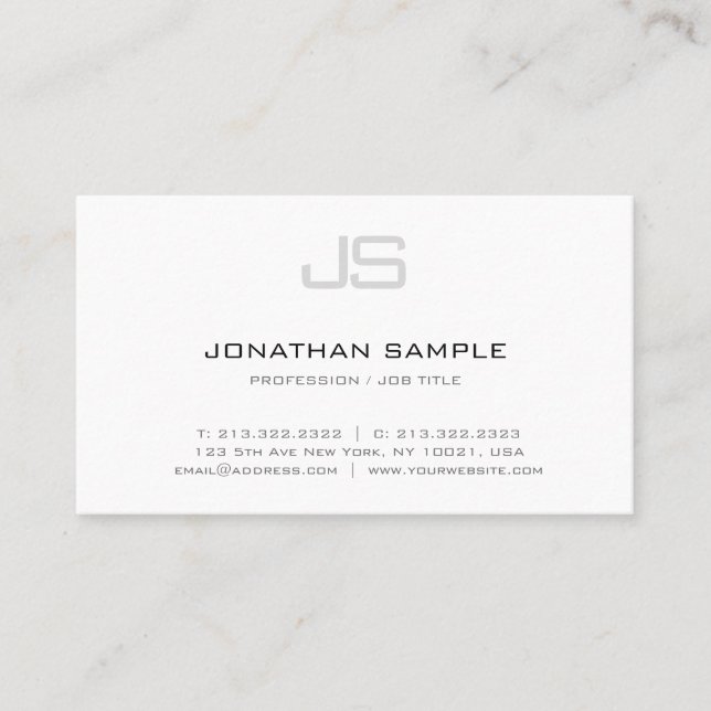 Monogrammed Template Elegant Modern Simple Cool Business Card (Front)