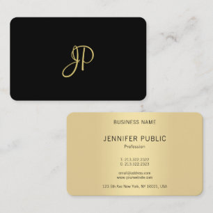 Monogrammed Template Modern Elegant Black Gold Business Card