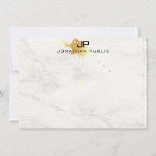 Monogrammed Template White Marble Elegant Gold