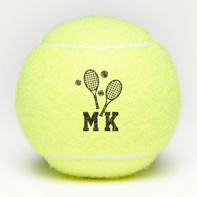 Monogrammed Tennis Initials Personalised Balls (Front)