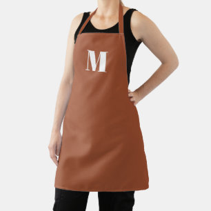 Monogrammed terracotta custom initial letter solid apron