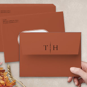 Monogrammed Terracotta Wedding Invitation Envelope
