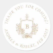 Monogrammed Thank You for Coming Round Stickers