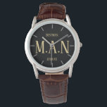 Monogrammed Thank You Gifts For Best Man Groomsmen<br><div class="desc">Add initials and commemorative wedding text to this stylish bestman,  father of the bride or groom,  groomsman watch. A perfect timely ('scuse the pun!) wedding bridal party groomsmen party keepsake gift. Thank your best man for all his help and support.</div>