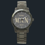 Monogrammed Thank You Gifts For Best Man Groomsmen Watch<br><div class="desc">Add initials and commemorative wedding text to this stylish bestman,  father of the bride or groom,  groomsman watch. A perfect timely ('scuse the pun!) wedding bridal party groomsmen party keepsake gift. Thank your best man for all his help and support.</div>