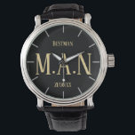 Monogrammed Thank You Gifts For Best Man Groomsmen Watch<br><div class="desc">Add initials and commemorative wedding text to this stylish bestman,  father of the bride or groom,  groomsman watch. A perfect timely ('scuse the pun!) wedding bridal party groomsmen party keepsake gift. Thank your best man for all his help and support.</div>