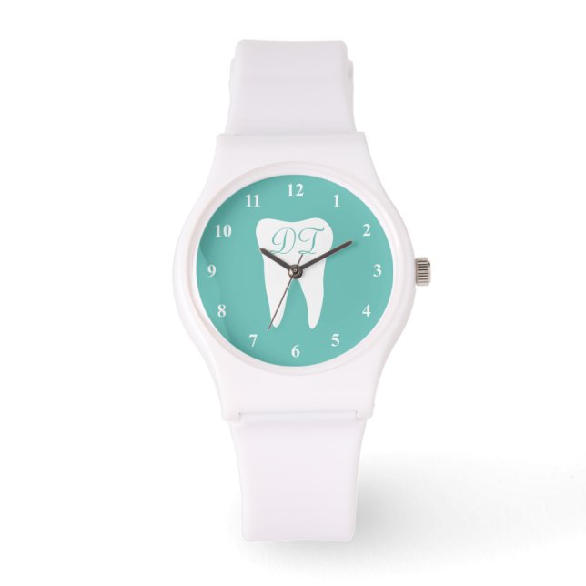 Monogrammed tooth watch for dentist or assistant (Front)